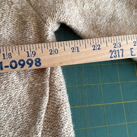 Ruffhewn sz XL Tan Cowl Neck Pullover Cotton Cable Knit Women's Sweater - Picture 6 of 7